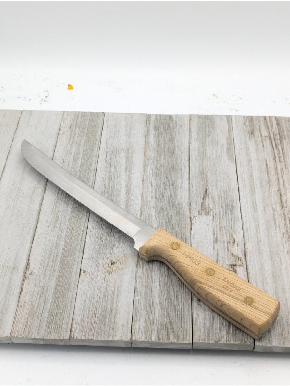 Kansas City Vintage Slicing Knife 8" Blade Wood Handle 13-1/4" Long